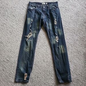 FWRD Denim Jeans Mens 36 (37x34) Blue Slim Distressed Ripped Biker Grunge HipHop